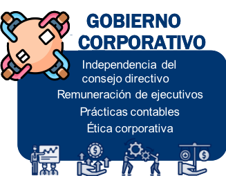 independencia del consejo directivo, remuneración de ejecutivos, prácticas contables, ética corporativa